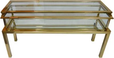 Produktbild von Casa Padrino Luxus Edelstahl Konsole Gold 139 x 40 x H. 72 cm - Rechteckiger Konsolentisch mit Glasplatten - Wohnzimmer Möbel