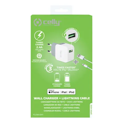 Zdjęcie produktu dla Ładowarka domowa Celly MFI USB 2,4 A, biała