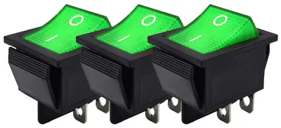 Produktbild von ProRide Wippschalter KCD4-202, 2-polig, 250V/16A, Grün, 3 Stück