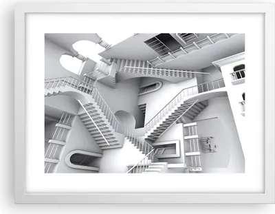 Produktbild von Gerahmtes Poster - Weißer Rahmen - Wissenschaft Illusion Treppen - 40x30 cm - Wand Bild - Wanddeko - Wandbilder - Wandposter - Bilderrahmen - Bilder - Kunstdruck - Wandbild - P2WAA40x30-4277