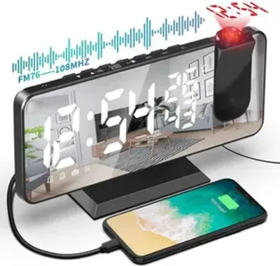 Produktbild von Projektionswecker, Digital Wecker mit Projektion 180° & USB-Anschluss