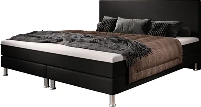Produktbild von Boxspringbett Sunny Plus 180x200 Webstoff Schwarz mit Topper-Optik