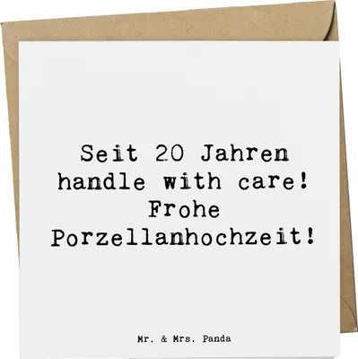 Produktbild von Mr. & Mrs. Panda Grußkarte Spruch 20. Hochzeitstag Porzellanhochzeit - Weiß - Geschenk, Meilenstein, faltkarte, Glückwünsche, Hochzeit, Erinnerungen, Geschenke, Porzellan