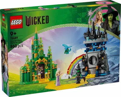 Productafbeelding van LEGO Wicked Emerald City & Kiamo Ko Kasteel - Creatief speelgoed met Elphaba- en Glinda-minifiguren, een aap en accessoires – Cadeau voor kinderen, meisjes, jongens en filmfans vanaf 9 jaar - 75689
