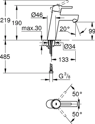 Produktbild von GROHE Concetto, Waschbecken, Hebelgriffe, 1/2", Chrom