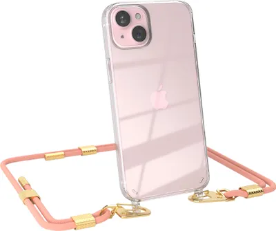 Produktbild von EAZY CASE Handykette für Apple iPhone 15 Plus, Transparente Silikonhülle mit Band, Clear Case, abnehmbar in  Rosa