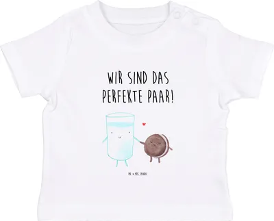 Produktbild von Mr. & Mrs. Panda Babyshirt Milch Keks 0. - 6. Monat - Weiß - Geschenk, Kekse,  T-Shirt, Baby, Cookie, Kaffee, Kleinkind Shirt, Milk, Baumwolle, Lustige Sprüche