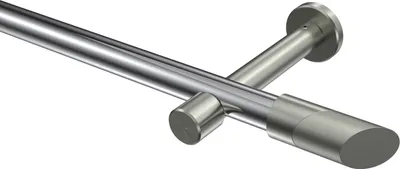 Produktbild von Interdeco Gardinenstange / Vorhangstange Chrom / Edelstahl-Optik, Typ Prestige Verano (Schräge) ohne Ringe, 20 mm Ø 1-läufig, 120 cm