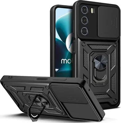 Produktbild von Motorola Edge S30 Hülle mit Ring Ständer Halter Dia Kameraschutz TPU PC Schutzhülle für Motorola Edge S30/Moto G200 5G Schwarz