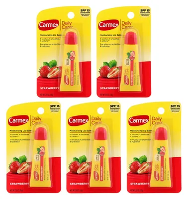 Produktbild von CARMEX Lippenbalsam - 5er Pack - Erdbeergeschmack - Lichtschutzfaktor 15 - In der Tube