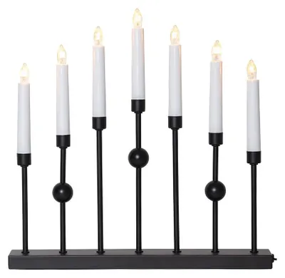 Image de Chandelier noir 7 flammes E10 alimentation électrique L 37cm H 37cm