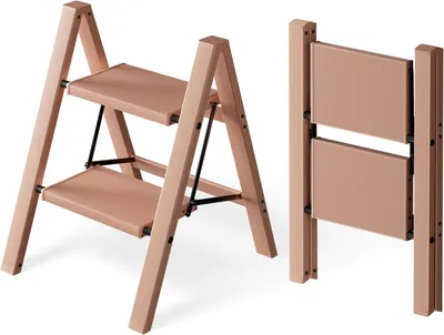 Imagen del producto de Escalera de aluminio plegable de 2 peldaños, con capacidad de carga de 150 kg, antideslizante, para uso doméstico