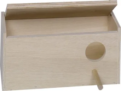 Zdjęcie produktu dla Budka lęgowa dla papużek Nobby 28,5 x 14,0 x 14,0 cm, otwór po prawej stronie