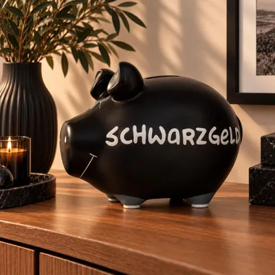Produktbild von Große lustige Spardose Sparschwein SCHWARZGELD schwarz 17 cm