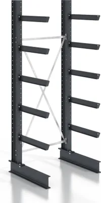 Produktbild von STIER Kragarmregal schraubbar einseitig 1 Feld mit 5 Ebenen 1280x2550x800mm