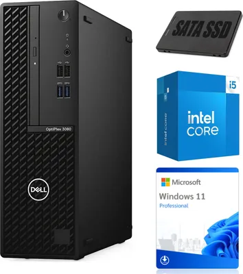 Image de Ordinateur de bureau Dell OptiPlex 3080, format compact | Processeur Intel i5-10500 | 8 Go de RAM DDR4 | Disque SSD de 128 Go | Système d'exploitation Windows 11 | Qualité A