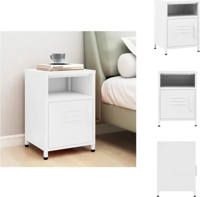 Image de vidaXL Table de nuit blanc 35x35x51 cm acier - Tables de nuit