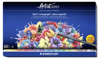 Produktbild von STAEDTLER Mars Lumograph 104 wasservermalbarer Farbstift Metalletui mit 60 Farben
