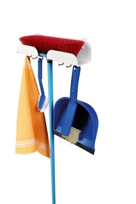 Produktbild von RUCO 2x Besenhalter Schaufelhalter Kunststoff 36cm für Türen, 2er Set, ohne Bohren, ohne Kleben,  Germany