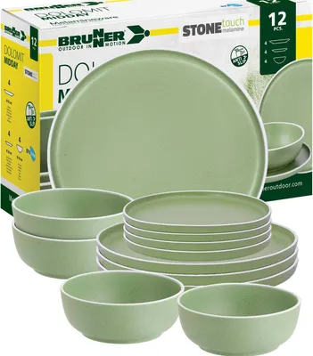 Produktbild von BRUNNER Camping Geschirr Set 4 Personen | Anti-Slip | Midday DOLOMIT, 12-tlg.