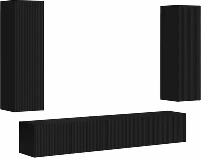 Image de vidaXL : Ensemble de 3 meubles TV, noir, en panneaux de particules
