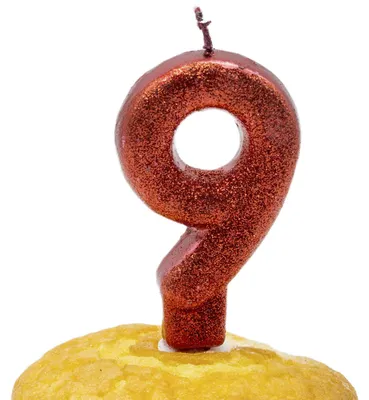 Zahl 9 Geburtstagskerze, hellrot, 6 cm, für Torte