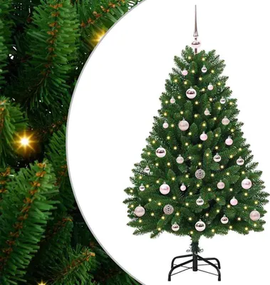 Zdjęcie produktu dla Sztuczne drzewko świąteczne vidaXL, 120 cm, 150 diod LED, ciepła biel, kolor zielony