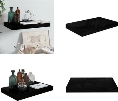 Obrázok produktu pre vidaXL Plávajúca polica čierna vysoký lesk 40x23x3,8 cm MDF - Nástenná polica - Nástenné police - Plávajúca nástenná polica - Plávajúca nástenná polica