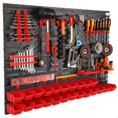 Productafbeelding van Omgoods - Wandplank voor Gereedschap met 23 Opbergcontainers