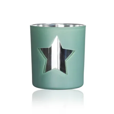 Produktbild von SANDRA RICH, GLAS-TEELICHT "STAR" STERN, verspiegelt ca 8cm. GRÜN
