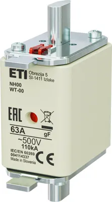 Immagine prodotto di NH00/WT-00 gF 63A/500V ETI Polam fusibile