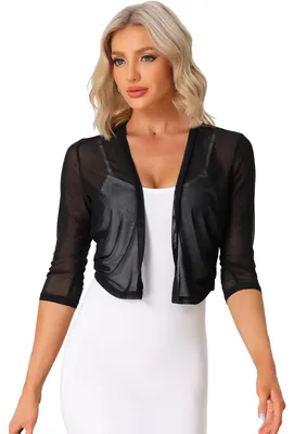 Productafbeelding van Transparante Mesh Bolero - Lichtgewicht 3/4 Mouwen