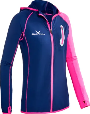 Produktbild von BLACK CREVICE - Damen Microfleece Jacke mit Kapuze I Midlayer I Second Layer | Farbe: Blau/Pink | Gr: 46