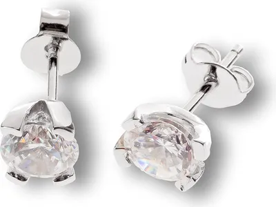 Produktbild von Karisma Damen Ohrstecker Ohrringe Silber 925 rhodiniert Zirkonia Stein Weiss 5mm CE205