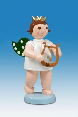 Produktbild von Holzfigur Engel mit Handharfe ohne Krone Höhe 22cm NEU
