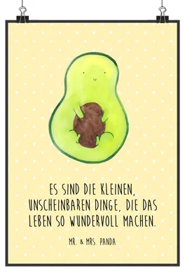 Produktbild von Mr. & Mrs. Panda Bild Avocado Kern DIN A0 - Gelb Pastell - Geschenk, Wandbild, Pflanze, Baby, Spruch Leben, wandkunst, Plakat, wanddeko, Deko, Frucht