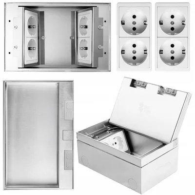 Produktbild von Spacetronik Bodensteckdose 4x Schuko Silber Metallgehäuse
