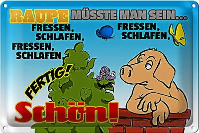 Produktbild von Blechschild Spruch 30x20cm Raupe müsste man sein fressen