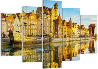 Produktbild von Bild auf Leinwand - Leinwandbild - Schiff Fluss Architektur Geschichte - 150x100cm - Wand Bild - Wanddeko - Leinwanddruck - Bilder - Kunstdruck - Leinwand bilder - Wandkunst - EA150x100-3202