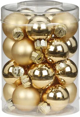 Produktbild von Weihnachtskugeln Glas 3cm, 20 Stück, Farbe:Brokat Gold glanz matt
