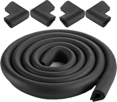 Image de CANDeal 2 mètres de protection de bords en forme de U et 4 x kit de protection de coins, facile à installer, mousse de première qualité haute densité protection bébé outil ménager pour table, banc et autres meubles de maison - Noir