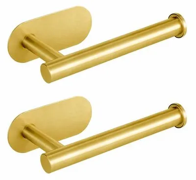 Image de Porte-papier toilette en acier inoxydable, autocollant, doré, lot de 2