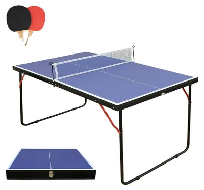 Imagen del producto de Mesa de tenis de mesa, diseño plegable, montaje sencillo, color azul