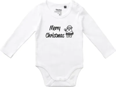 Produktbild von Huuraa Baby Body Merry Christmas Weihnachtsmann 62 White  Baumwolle Fairtrade Langarmbody Geschenkidee
