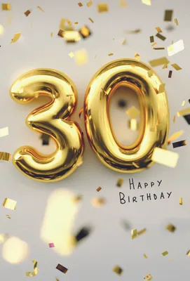 Produktbild von 30. Geburtstag Happy Birthday goldene Zahl Glitter Glückwunschkarte mit Umschlag