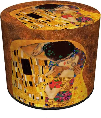 Produktbild von Bertoni Velours Sitzpouf Klimt Kiss print – runder Hocker Ø40 cm, dekorativ, mit Reißverschluss, für Wohnzimmer