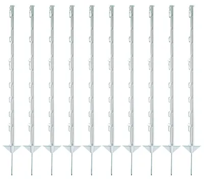 Produktbild von Electra Kunststoffpfahl 105 cm mit Doppeltritt - weiß - 10 Stück Weidezaunpfähle