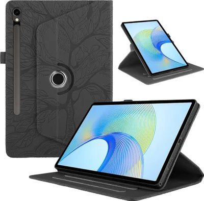 Produktbild von Für Samsung Galaxy Tab S10 FE Plus 360 Grad Design Kunstleder Tasche Schwarz