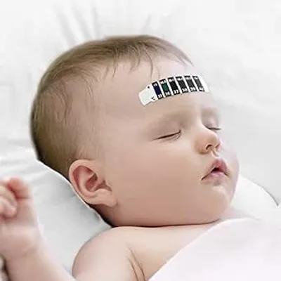 Produktbild von Stirnthermometer Set 10 Stück - Wiederverwendbare Temperaturstreifen - Sicher für Baby und Erwachsene