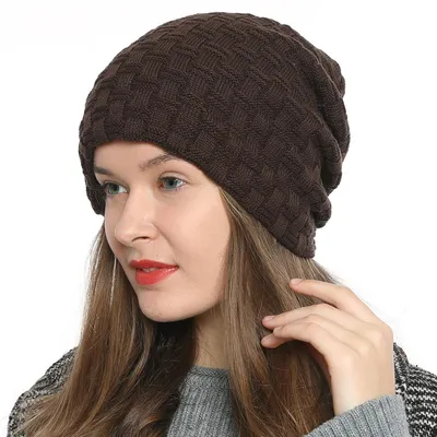 Produktbild von DonDon Damen Slouch Beanie Wintermütze mit sehr weichem Innenfutter - braun